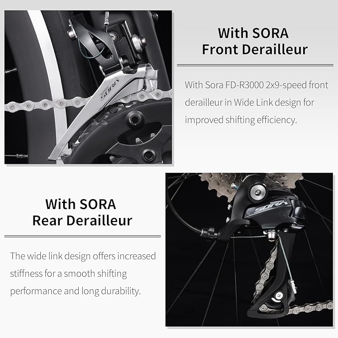 SAVADECK Carbon Road Bike for Beginners - Adult Racing Bicycle with Shimano SORA 18-Speed, Lightweight Carbon Fiber Frame & Fork, Double V-Brake