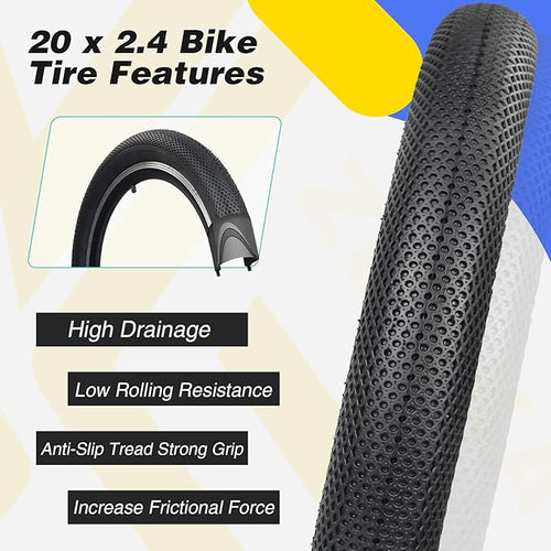 20 x 2.4 inch Bike tire Blue BMX tire 20 inch 2 Pack 20 Bike Tires,Kids Bike Tires Folding Replacement Tires Suitable for Bicycle Tires 20x2.35 20x2.4,20x2.5,3 Colors