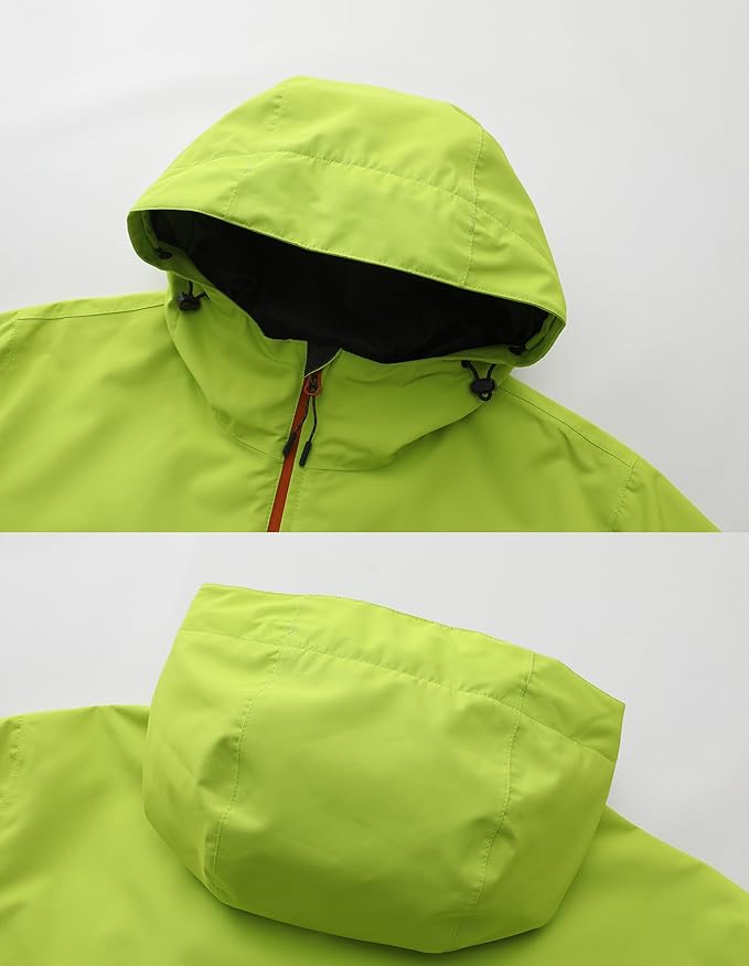 Mens Lightweight Hooded Waterproof Rain Jacket Breathable Raincoat Shell for Outdoor Mountain Hiking