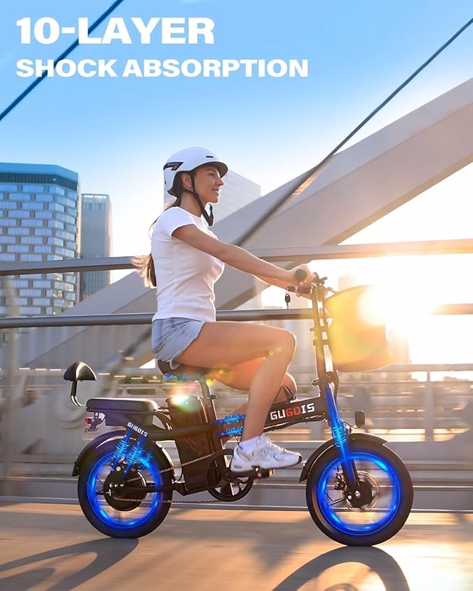 Electric Bike for Adults, 16"/20" Tire E-Bike with 750W/1000W Peak Motor, 48V Removable Battery, Up to 45/60 Miles Range & 28/30MPH, Folding Electric Bike for City and Outdoor Ride
