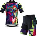 Hotlion Men's Cycling Jersey Sets Gel Pad Summer Bike Clothing Suit Breathable Bike Clothes with 3 Rear Pockets