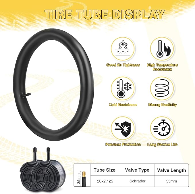 12/16/20x2.125 Bike Tires 1/2 Pack 12/16/20 Inch Kids Folding Replacement Tire/Tube Suitable for Tires 12/20x2.1 12/16/20x2. 125 12/20x2.25, Multiple Colors