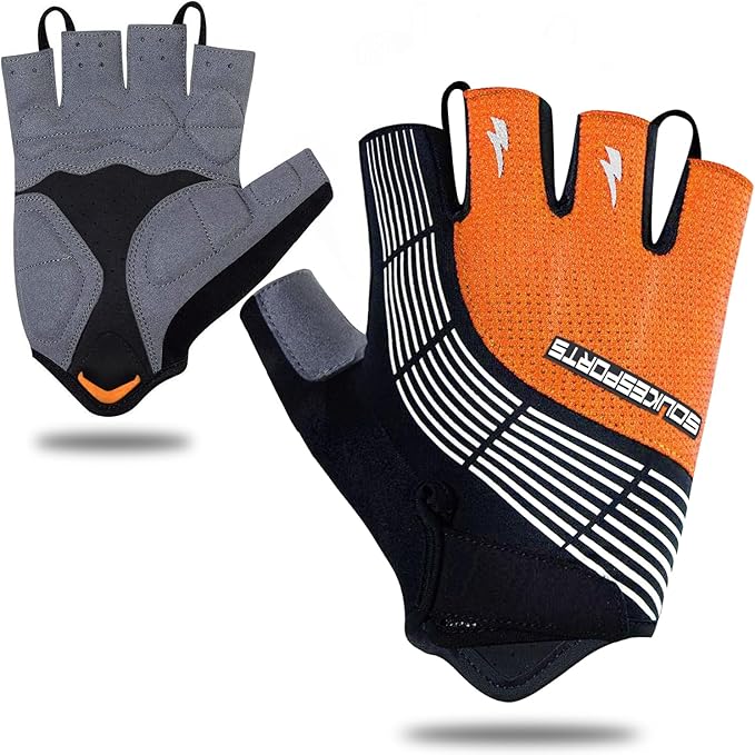 Souke Sports Cycling Bike Gloves - Padded Half Finger Bicycle Gloves with Shock-Absorbing, Anti-Slip, Breathable MTB & Road Biking Features for Men & Women