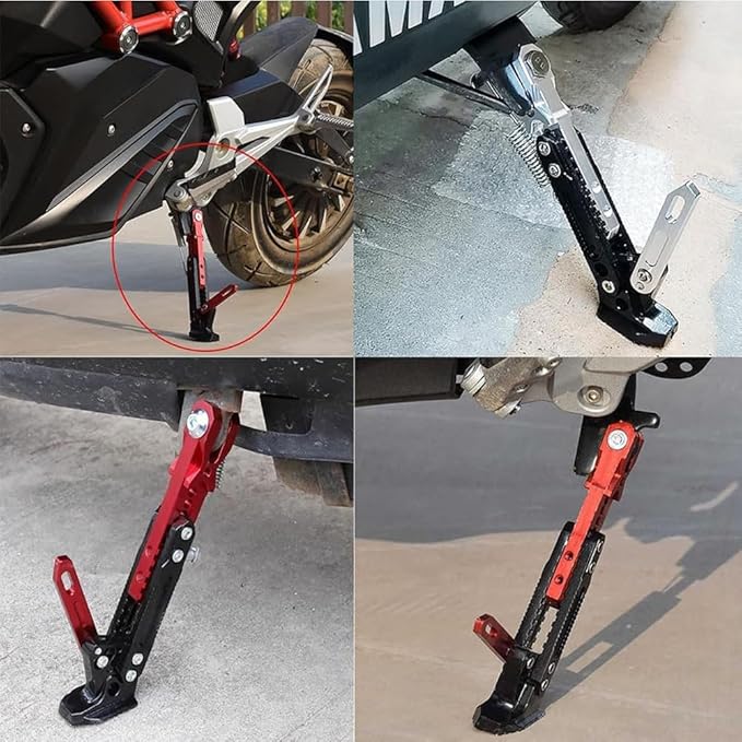 Motorcycle Adjustable Kickstand for Kawasaki KX450 2002-2025, Aluminum Side Stand Non Slip Foot Pad Stable Parking Support Motorcycle Scooter Bike,Black