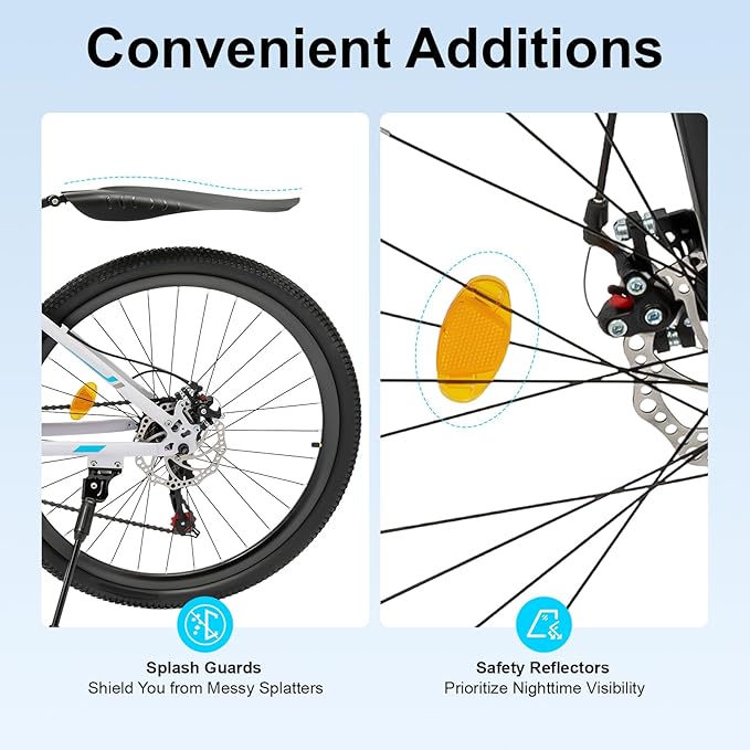 Gdrasuya10 26" Professional Mountain Folding Bike 21-Speed High Gears Foldable Mountain Bicycle Carbon Steel Lightweight Folding Bike for Women and Men,Front Rear Disc Brakes(Blue&White)