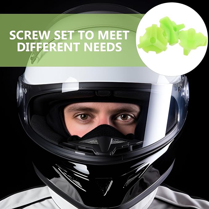 Healifty Motorcycle Helmet Screws and Washers Set Green Plastic Dirt Bike Helmet Visor Replacement Screws Compatible for Off-road Riding