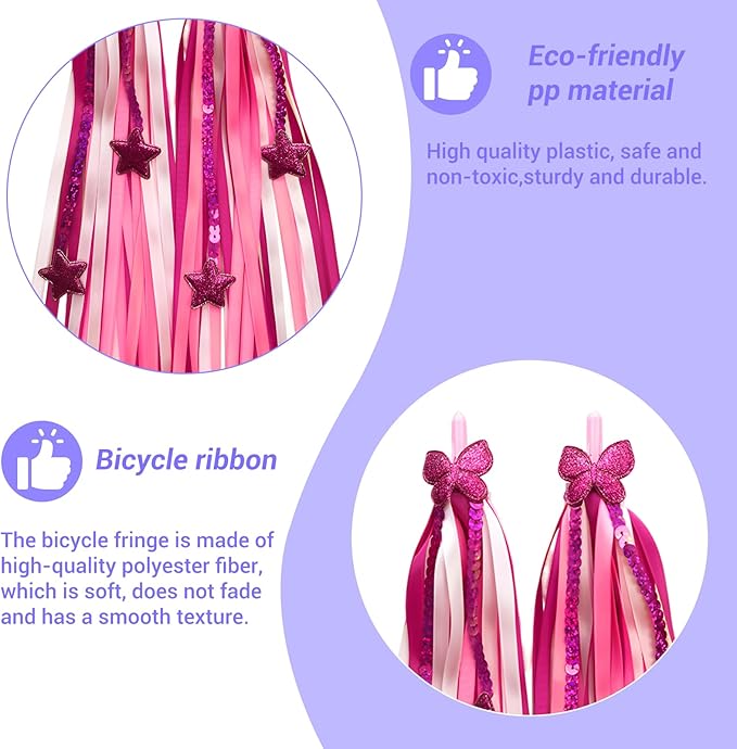 Classic Bike Bell and 1 Pair Colorful Bike Streamers Tassels, Aluminum Bicycle Bell Crisp Sound, Rainbow Tassel Ribbons for Girls Kids Adults Scooter Handlebar Bike Accessories