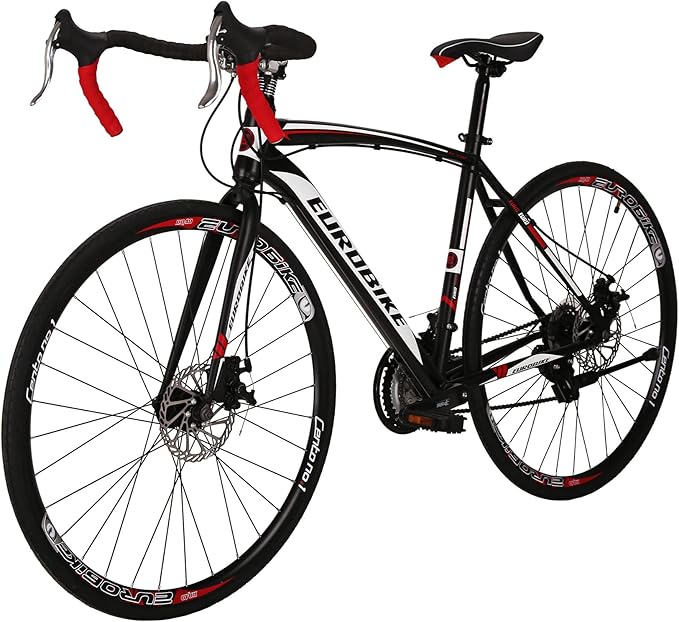 EUROBIKE Road Bike,49 /54cm Frame Road Bicycle for Men and Women,21 Speed Adult Bike,Disc Brake 700C Bike,Blackwhite