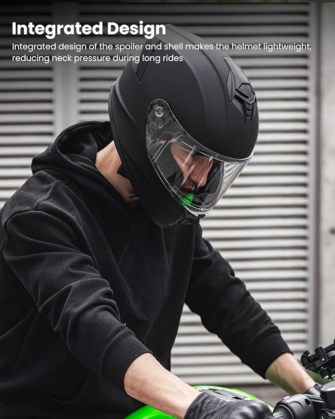 Motorcycle Helmets for Adult Men Women, Full Face Lightweight Street Bike Racing DOT Helmet with Extra Clear Visor Model AU-T801