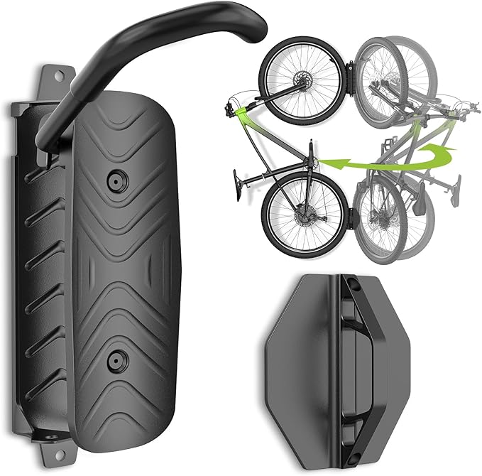 Housolution Swivel Bike Wall Mount [1 Pack], 150° Swivel Vertical Bike Rack Wall Hanger Holds up to 66lbs for Mountain/Road/Hybrid Bikes, Bike Hangers, Bicycle Storage Rack for Garage