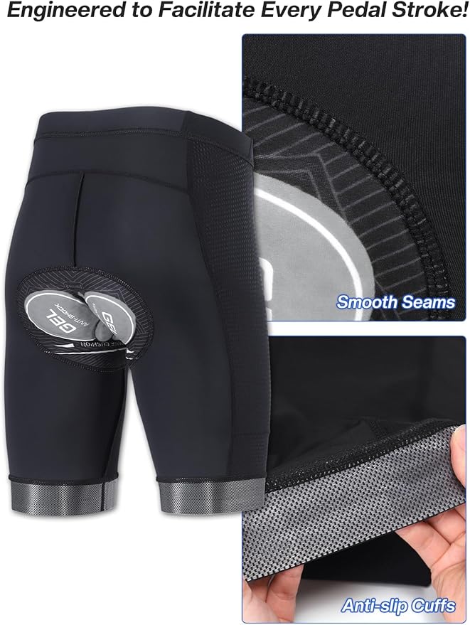 ARSUXEO 4D Padded Bike Shorts for Men Cycling Shorts with Phone Pockets Bicycle Biking Shorts