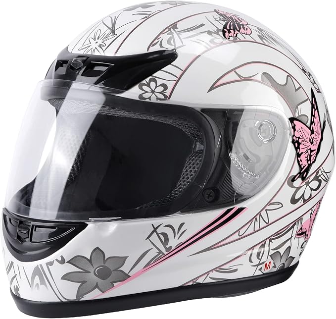 TCT-MOTORPARTS Adult Helmet DOT Flip Up Full Face Pink Butterfly Street Dirt Bike Helmet Motocross ATV Helmet for Women Men (Medium)