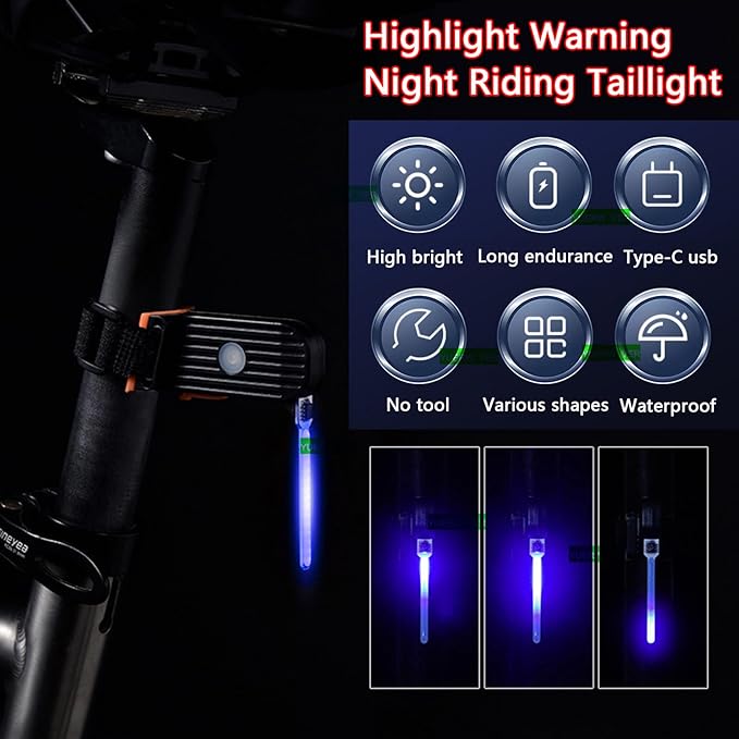 Bike Tail Light LED Rechargeable Rear Bicycle Light for Night Riding Cycling Bright Back Mountain Bike Ebike Accessories Waterproof Safety Warning Light for Adult Kids
