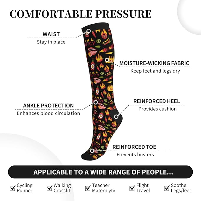 bassyil Compression Socks for Women & Men Circulation 15-20 mmHg Knee High Best Support for Nurses Travel Running Athletic