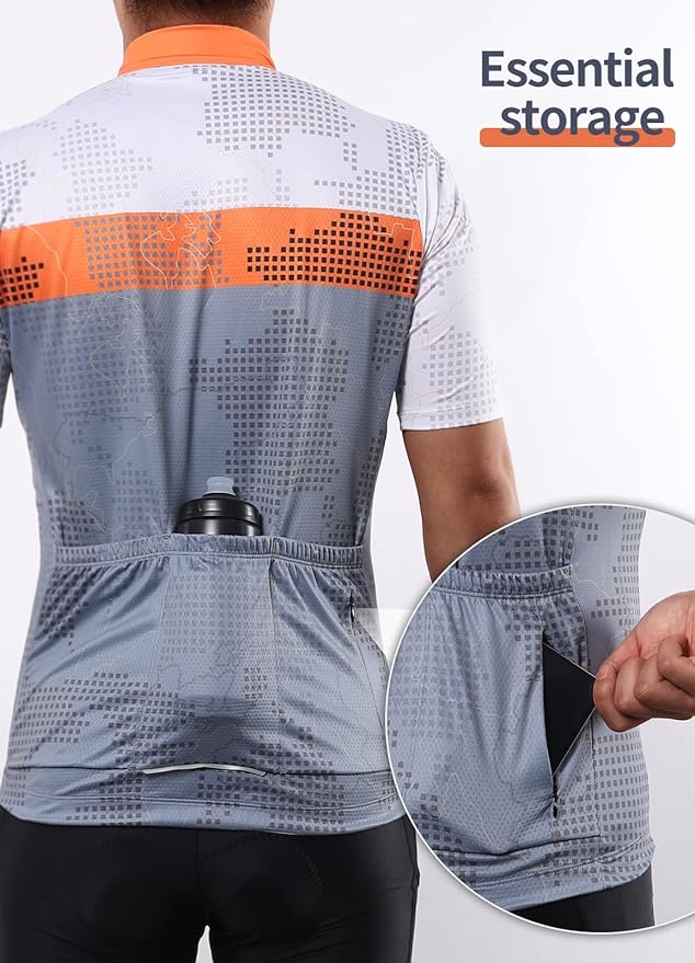 BERGRISAR Cycling Jersey Mens Bike Shirts Short Sleeve Bicycle Biking Clothes with Pockets Reflective