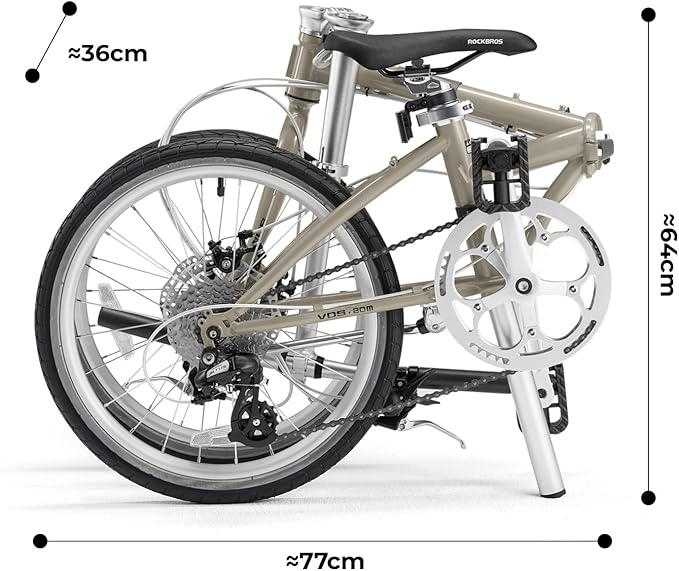 ROCKBROS VDS 20 Inch for Adults, 26lb Lightweight Foldable Bike for Women & Men, Shimano 8-Speed Adult Folding Bicycle with Disc Brakes, Portable Commuter City Bike