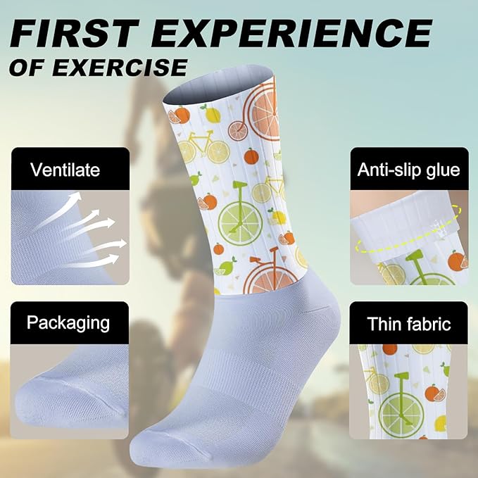 Cycling Socks Athletic Crew Socks Breathable Cushioned Compression Running Hiking Socks For Mens Womens