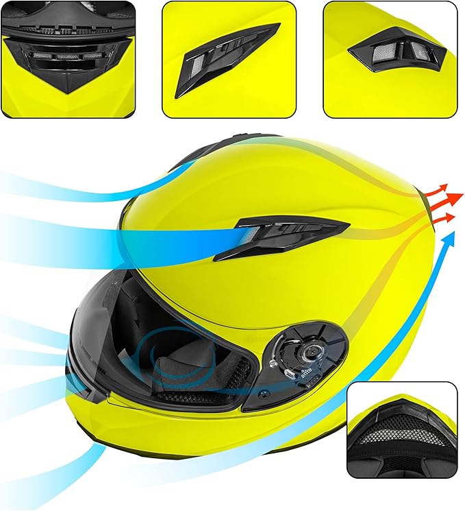 VCAN VX Lightweight Full Face Motorcycle Street Bike Helmet with Extra Tinted Visor, Coolmax Technology & OTG Ready, DOT Approved