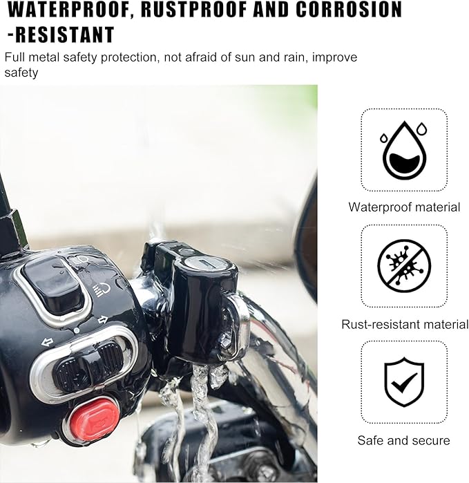 Motorcycle Helmet Anti-Theft Lock, Motorbike and Bicycle Helmet Safety Lock with Two Keys, Handlebar Mounting Tamper-Proof Helmet Security Lock, Motorcycle Accessories (Black+Black)