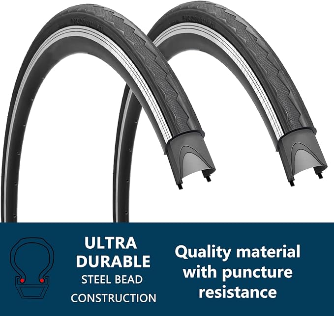 1 or 2 Pack 700X23C/25C/28C/35C Road Bike Tires with or Without 2 Inner Tubes Presta Valve and 2 levers for City Commuter Road Pavement Garden Trail Bike Tires