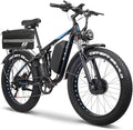 6000W Electric Bike for Adults, 52V 32AH Dual Motor E-Bike, Up to 100Mile & 45MPH All-Terrain Fat Tires Full Suspension 24/26 Inch Electric Bicycles Hydraulic Disc Brake for Road UL2849 by SGS