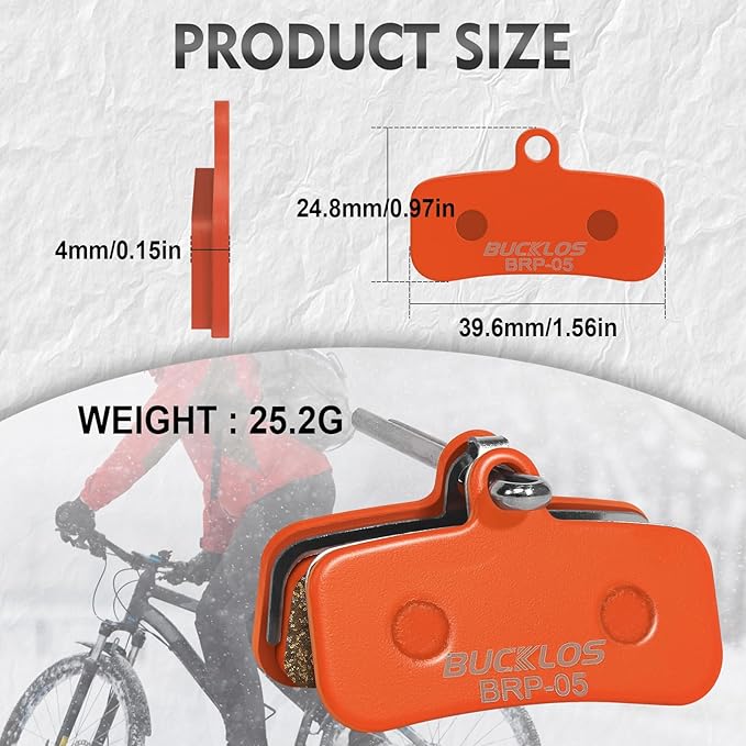 BUCKLOS Bike Disc Brake Pads - Bicycle Disk 4 Piston Pads for Shimano D02S D03S Saint Deore XT XTR SLX Zee/Tektro/TRP for Mountain Bike/Road Bike/Ebike/MTB