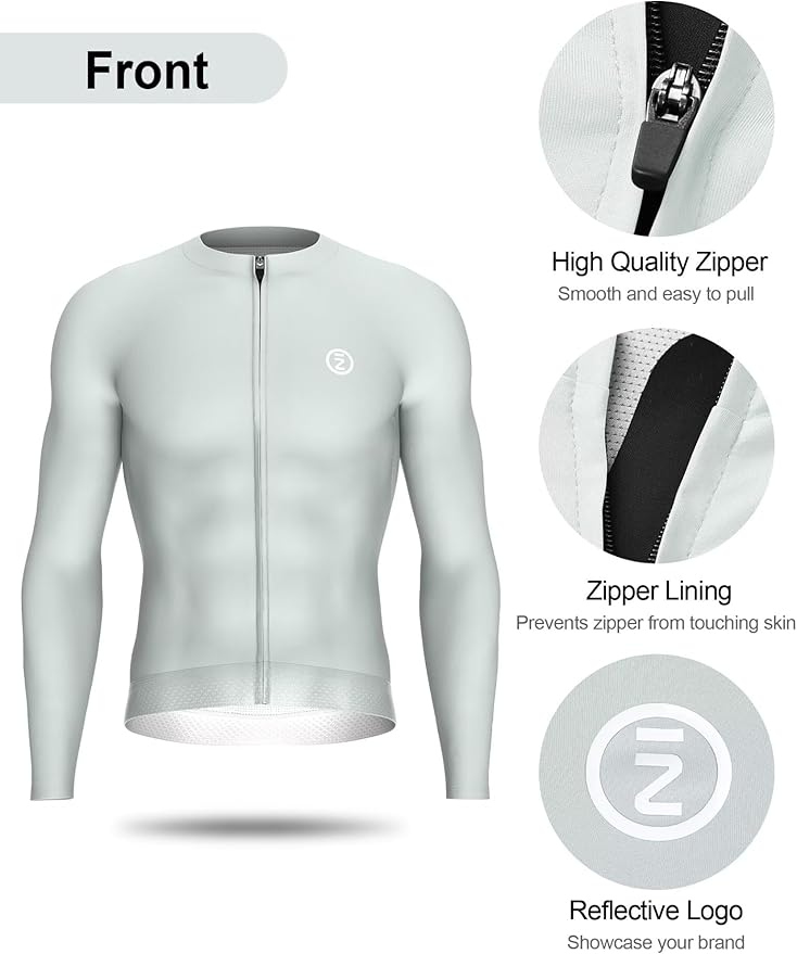 INBIKE Cycling Jersey Men, Long Sleeves Quick Dry Bike Shorts with Pockets, Moisture Wicking Bicycle Tops for Road Biking MTB