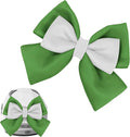 Bow Helmet Accessory, 8.07"x11.22" Stylish Motorcycle Helmet Bow Decoration for Women, Removable Cute Fashion Ribbon Bows Ornament for Motorcycle Scooter E-Bike Helmets (Green+White)