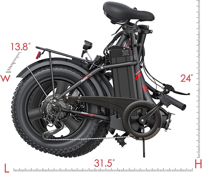Vivi Gopina Electric Bike, 16" x 3.0 Fat Tire Electric Bike, Peak 500W Step Thru Electric Bicycle, 48V Removable Battery, Up to 40 Miles, LCD Display, 20mph, 7 Speed, SGS Certified to UL2849