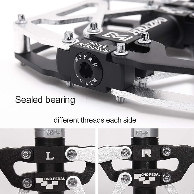 MZYRH Mountain Bike Pedals, Ultra Strong Colorful CNC Machined 9/16" Cycling Sealed 3 Bearing Pedals