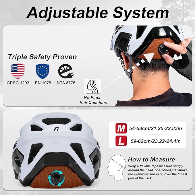 KINGBIKE NTA-8776 Mountain Bike Helmet Professional Ebike Helmets with 3-Level Adjustable Visor & Camera Mount E-MTB Helmet for Adults Men Women Youth E-Bike Safety Certified