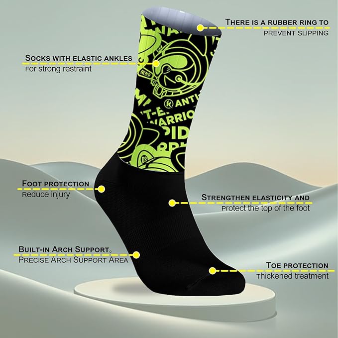 Cycling Socks Athletic Crew Socks Breathable Cushioned Compression Running Hiking Socks For Mens Womens