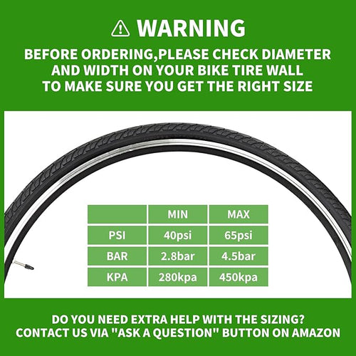 2 Pack 700x35c Road/Gravel/City Bicycle Tire Set - Black Tread | Includes 2 Tires, 2 Inner Tubes, 2 Rim Tapes & 2 Tire Levers | Complete Replacement Kit