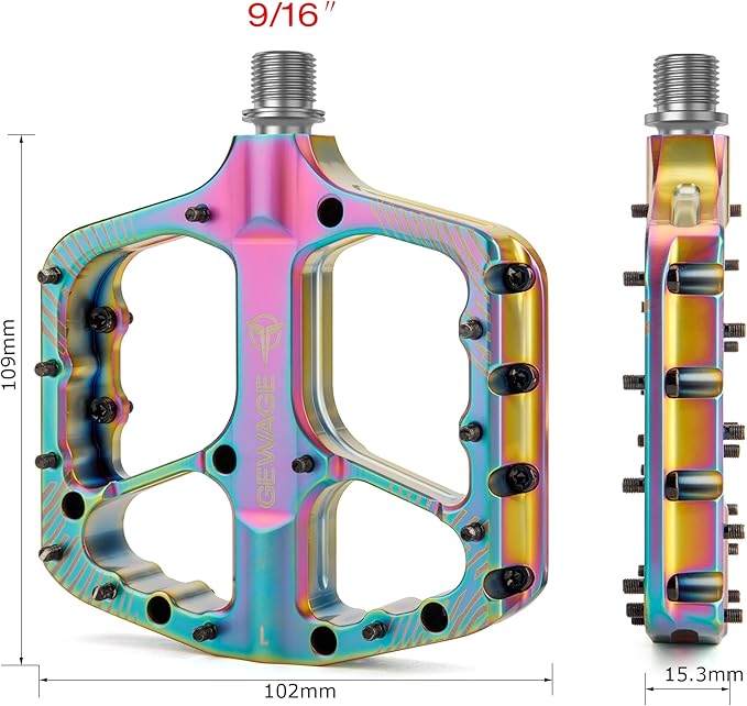Mountain Bike Pedals -Bicycle Flat Pedals Aluminum 9/16" Sealed Bearing -Wide Platform for Road Mountain Gravel BMX MTB Bike Ideal for Downhill & Trail