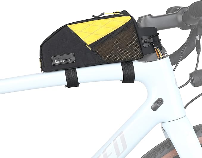 Rhinowalk Bike Frame Bag 1.2L, Waterproof Handlebar Bag with Phone Holder, Small Front Bag with Strap or Screw Mount, Fits Most Bikes – Black+Yellow