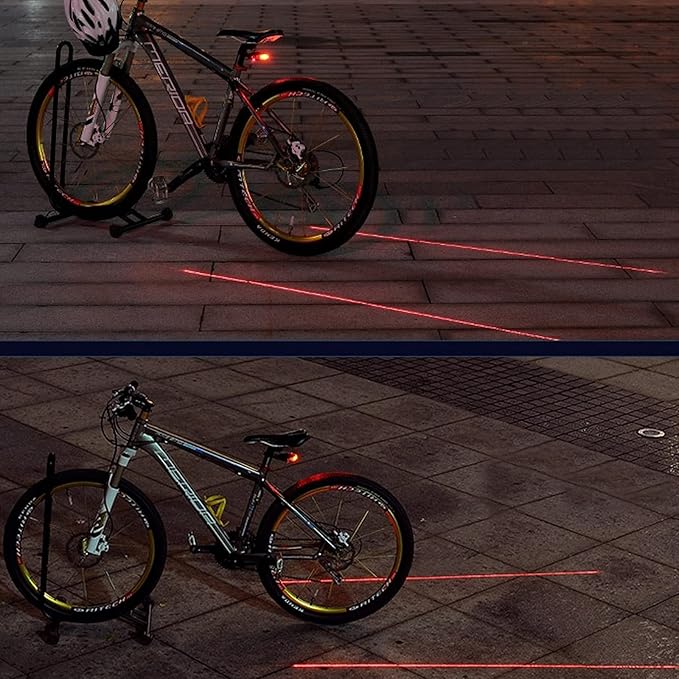Bike Cycling 7 Flash Modes Red Lights Waterproof with 5 LED and 2 Laser Beams Bike Taillight Safety Warning Light Bicycle Rear Bicycle Light Tail Lamp