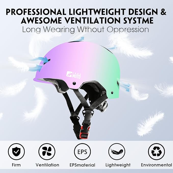Skateboard Helmet for Adults - Adjustable Certified Safety Adults Helmet for Skateboarding Bike Bicycle Scooter Cycling Skate Skating Multisport Helmets for Women Men Boys Girls Kids Youth