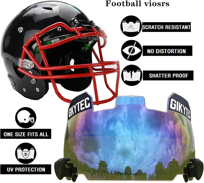 Football Helmet Visor, Scratch Resistant, for Helmet Fits Youth and Adult Football Helmets