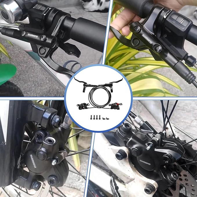 MT200 MTB Hydraulic Disc Brake Set, Left Front 800mm & Right Rear 1550mm, Mountain Bike Brakes Set for Mountain Bike, Road Bike, Fat Bike(2 Piston)