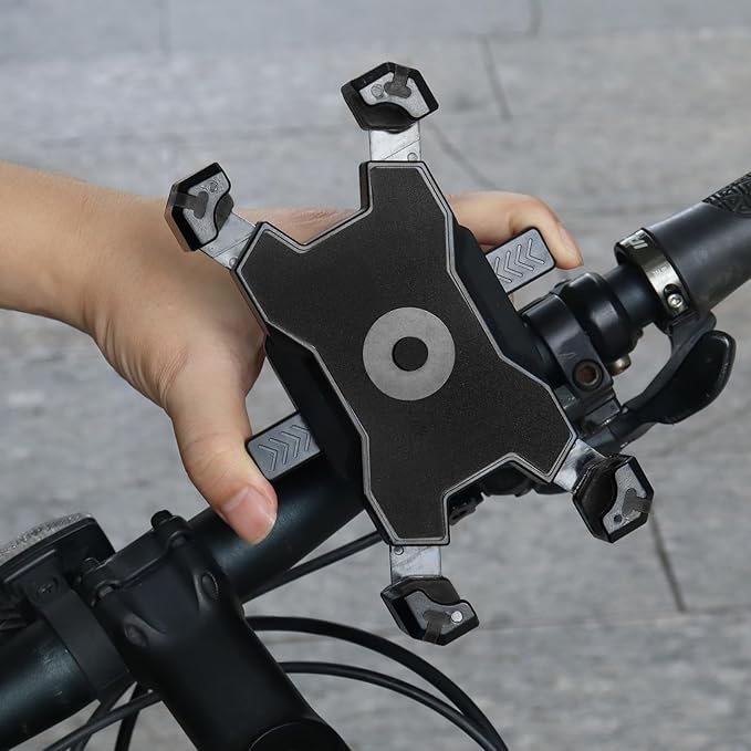 Universal Bike Phone Mount, Compatible with 4.7-6.8 Inch Smartphones, Adjustable, Shockproof, Easy to Install, Black
