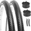 Hycline 26X1 3/8 Bike Tire Set: 2-Pack (37-590) Folding High-Density Bicycle Tires with Schrader Tubes & Tire Levers – Fits Vintage 26×1 3/8 City/Commuter Bikes