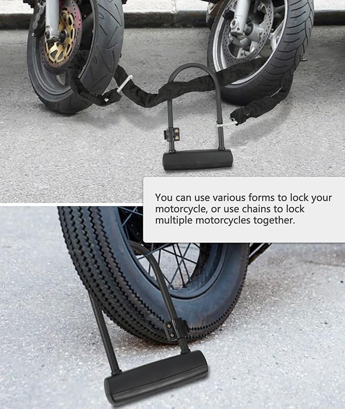Bike U Lock with 4FT x 6mm Moped Chain, Bike Lock with 2 Keys and Mounting Bracket, Motorcycle U Lock Perfect for Ebike, Escooter, Fat-Tire Dirt-Bike, Tricycle,Bicycle