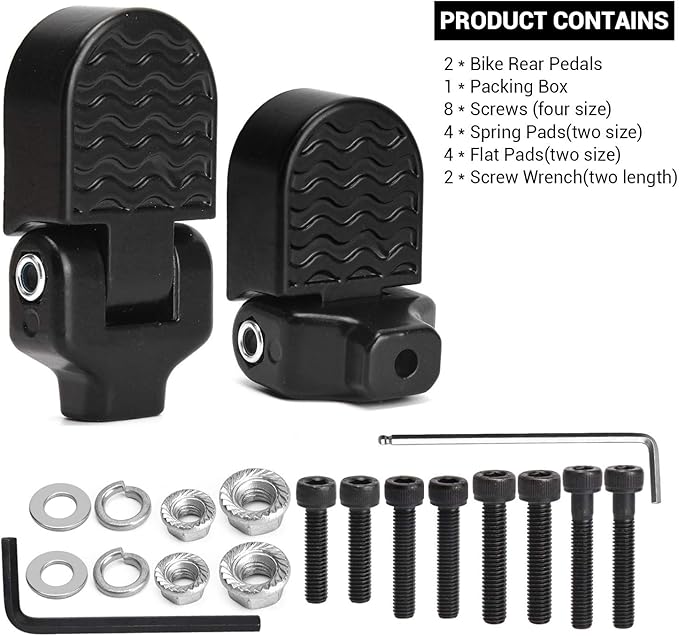 TOBWOLF 1 Pair Mini Bike Rear Pedals, 3.1x1.6 in / 8x4cm Aluminium Alloy Folding Bike Pegs, Non-Slip Bicycle Footrests, Foot Plates Pedals for Folding Mountain Bike, Foldable Bicycle