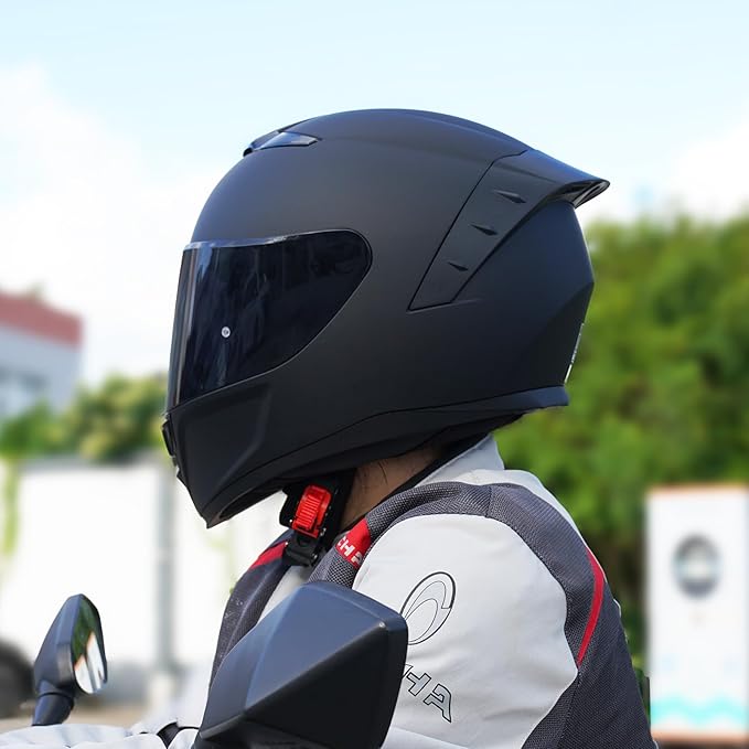 Full Face Motorcycle Helmet,Helmets for Adults Motorcycle, MG611 Motorbike Racing Street Bike Helmets with Black Visor for Men Women,DOT Approved (Matte Black, M)