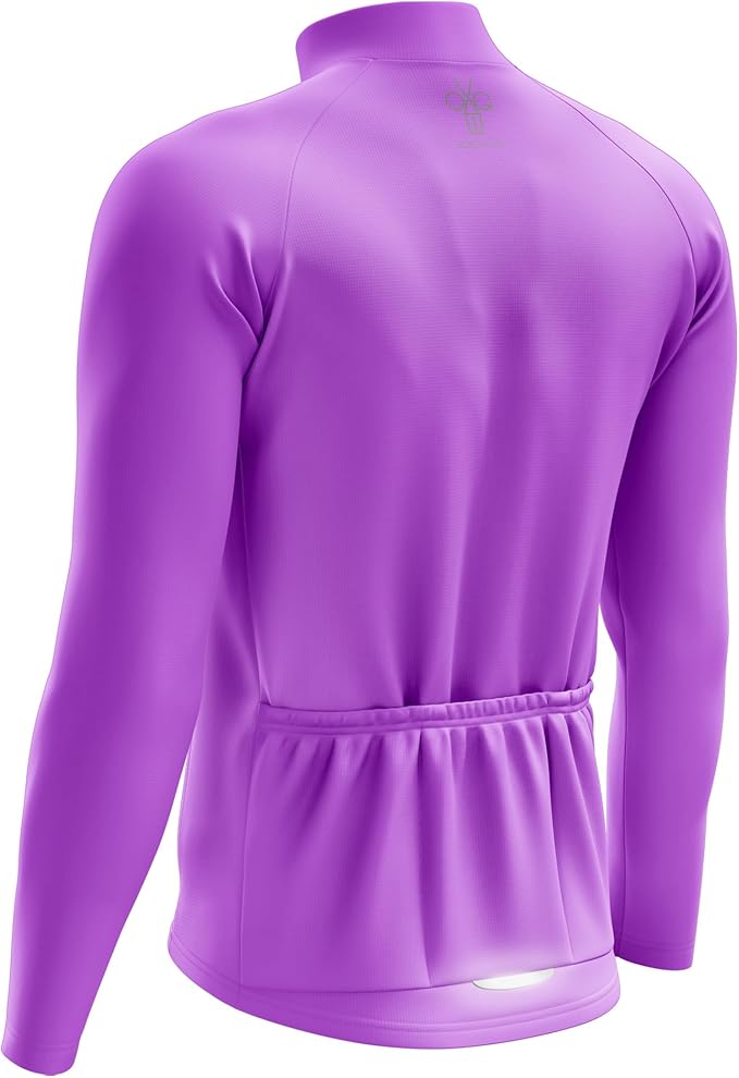 Men's Cycling Jersey Moisture Wicking Long Sleeve Full Zip Bike Road Riding Biking Shirts+ Cycling Glasses