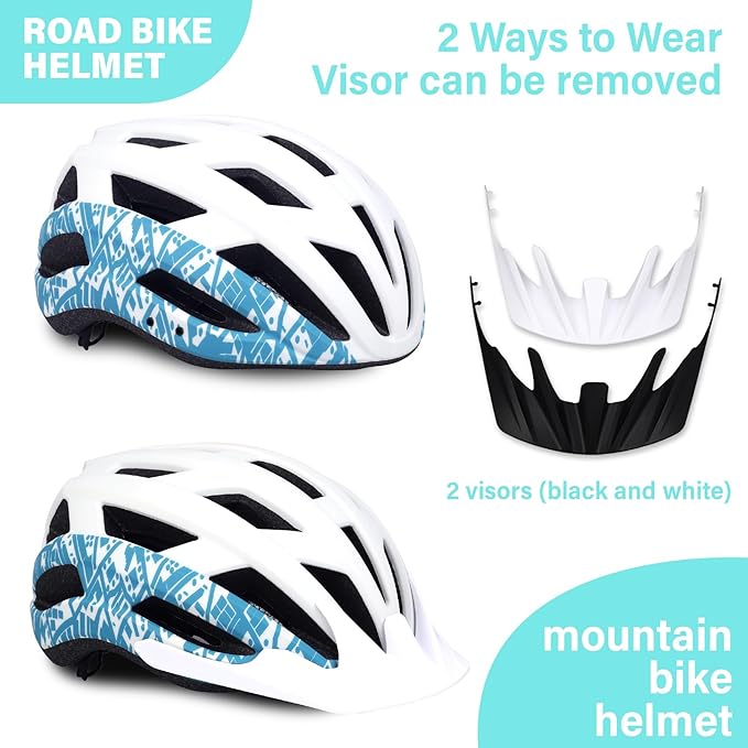 Bike Helmet for Adults Women Men Youth Kids, Lightweight Mountain Road Bicycle Cycling Helmets with Adjustable Dial & Removable Visor