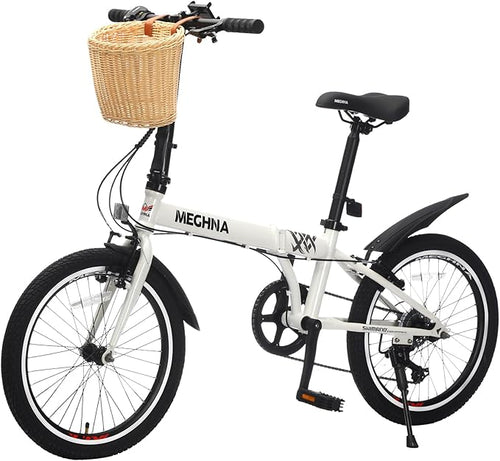 20 Inch Folding Bike - 6-Speed High Carbon Steel Frame, Aluminum Alloy Rims & Adjustable Seat for Commuting & Outdoor Riding