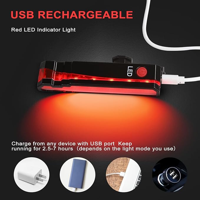Super Bright Bike Laser Light USB Rechargeable Bike Tail Light Rear and Front Cycling Lights 5 LED 6 Modes Waterproof Mountain Bicycle Light with Safety Warning Lamp for Bicycle Night Riding