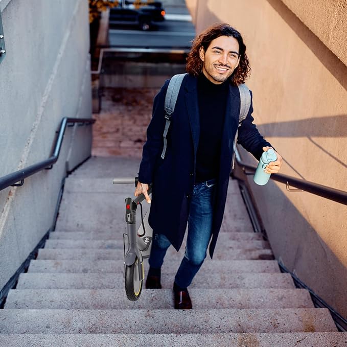 Electric Scooter for Adults - 19/22MPH & 15/22Mile Range, 8.5"/10" Solid Tires Folding Commuter E-Scooter with Dual Suspension, App Control & Dual Brake System, with Seat