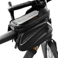 Bike Frame Bag - 2.73L Detachable Touchscreen Pouch w/EVA Hardcase & 360° Swivel, Waterproof Top Tube Bike Bag/Handlebar Mount for iPhone/Samsung up to 7" - MTB/Road/Ebike Accessories